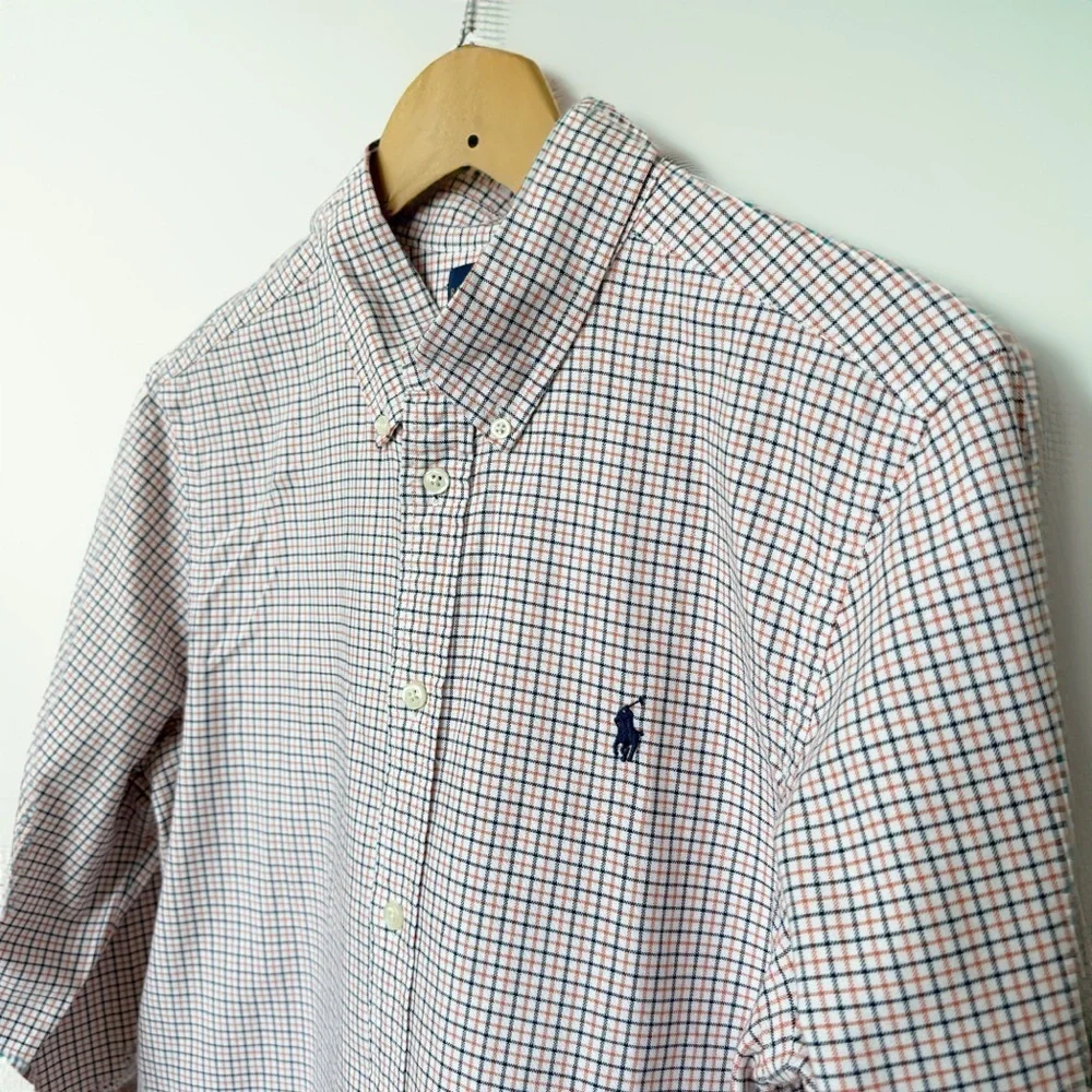 Ralph Lauren Boy’s XL Checkered Button-Up Dress Shirt Multicolor 100% Cotton